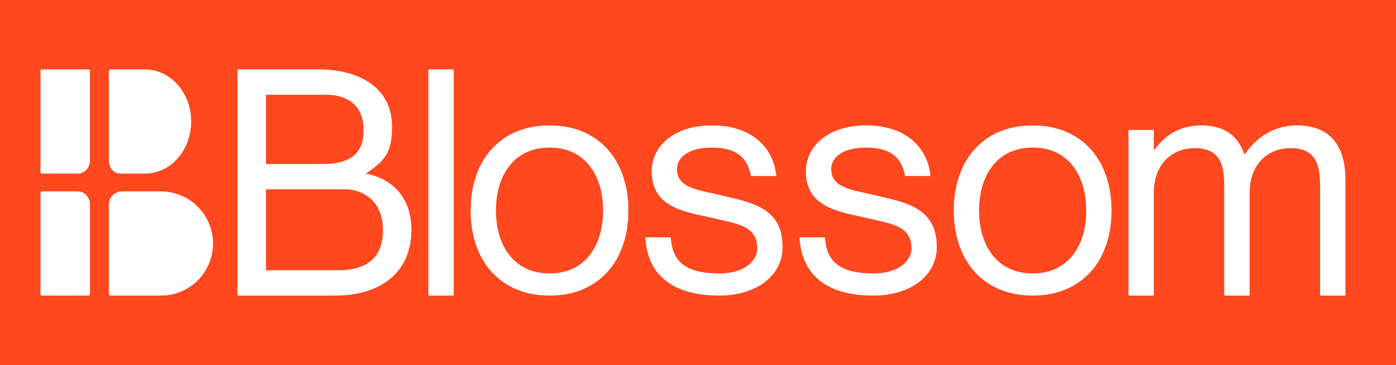 Blossom Lockup — White on Orange Background